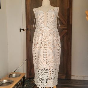 White and beige lined dress size 12